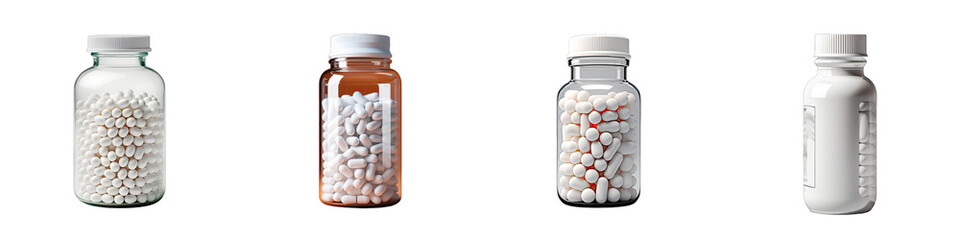 White pill bottle  Hyperrealistic Highly Detailed Isolated On Transparent Background Png File - obrazy, fototapety, plakaty