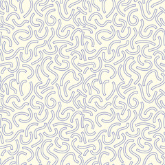 Monochrome geometric seamless pattern. Blue outline curved lines
