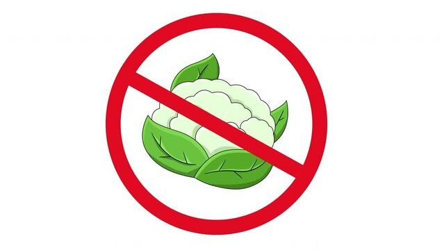 Animation of the forbidden icon and the cauliflower icon