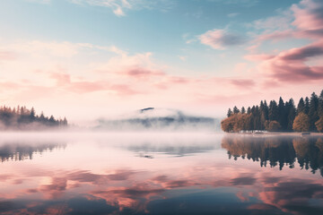 Obraz premium Beautiful Peaceful Nature Landscape Lake Mountains