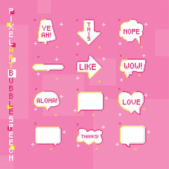Set of speech bubbles Pixel art Vector