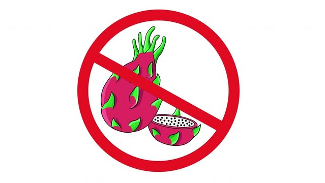 Animation of forbidden icon and dragon fruit icon