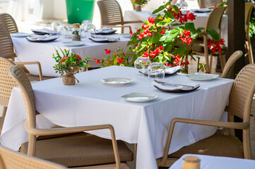 Served restaurants tables are waiting for clients