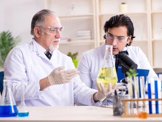 Two chemists working in the lab