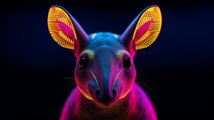 Aardvark animal neon Color illustration AI Generated pictures - obrazy, fototapety, plakaty