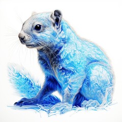 Obraz premium A blue pen drawn with a saber-toothed squirrel beautiful image Ai generated art
