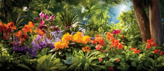 Fototapeta na wymiar In the summer the vibrant colors of nature come alive with the beauty of spring s blooming flowers creating a floral paradise in the garden and showcasing the natural wonders of the plant k