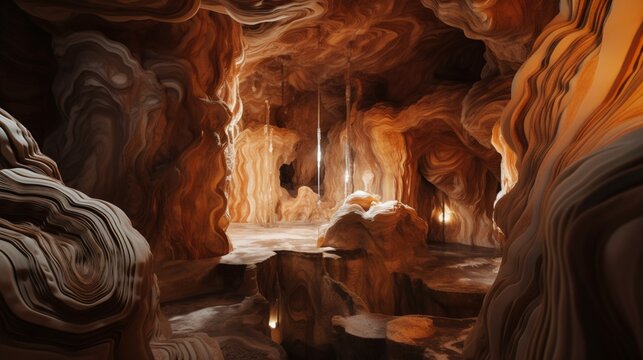 Cavernous architecture glow desert cave illustration picture AI generated art