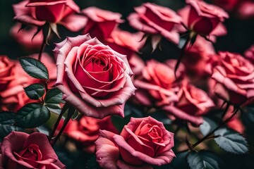 red roses background generated by AI technology	