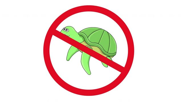 Animation of the forbidden icon and the turtle icon