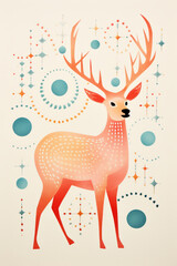 Christmas reindeer flat illustration seasonal design