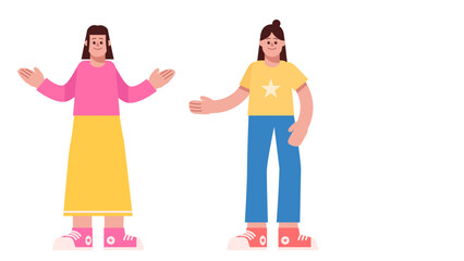Cute flat people illustration with different character