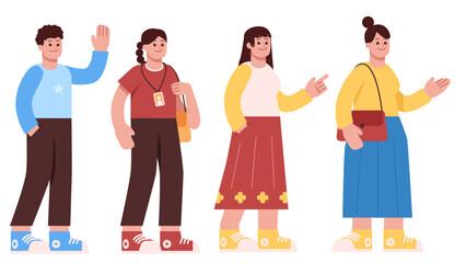 Cute flat people illustration with different character