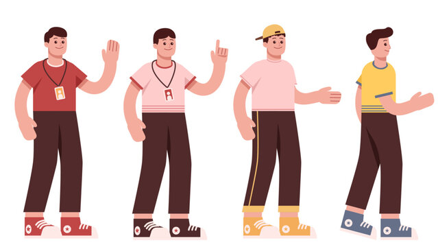 Cute flat people illustration with different character