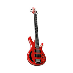 Naklejka premium Red and black strat guitar isolated on transparent and white background