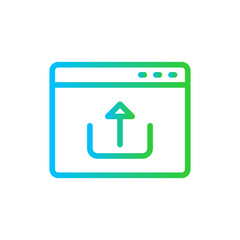 Publish marketing icon with blue and green gradient outline style. business, publish, technology, information, internet, computer, document. Vector illustration