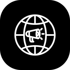 Global marketing marketing icon with black filled line outline style. global, business, concept, marketing, technology, analysis, network. Vector illustration