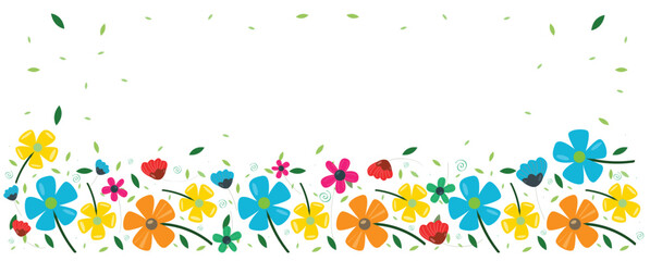 Fototapeta na wymiar Spring and summer background with small flower. Botanical illustration minimal style. 