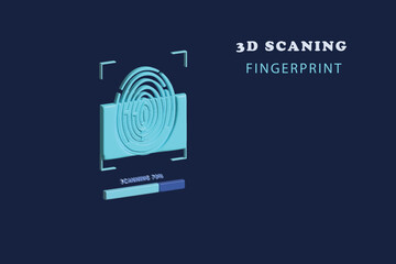 Biometric authentication isometric icon. 3D vector icon. Vector colorful illustration. - obrazy, fototapety, plakaty