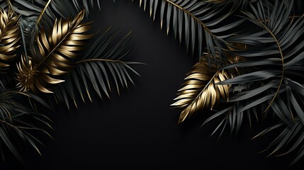 luxury black and white background with tropical gold photography ::10 , 8k, 8k render 