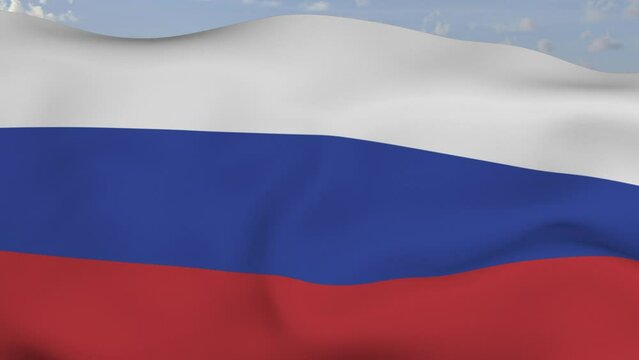 Loop der Russland Fahne wehend im Wind als Nahaufnahme 4K