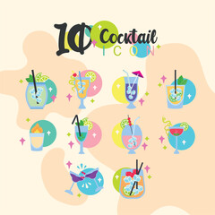 Set of cokctail glasses icon Vector