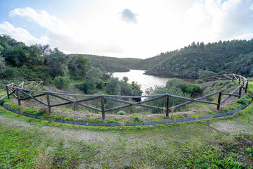 Fototapeta premium Tagus River seen through a viewpoint in the town of Lenticais, Castelo Branco. Beira Baixa region.