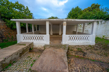 Front view of the building of the Lavador de Baixo from 1941 in Beira Baixa in the village of Monforte da Beira, Castelo Branco district