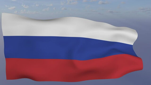 Loop der Russland Fahne wehend im Wind als Nahaufnahme 4K