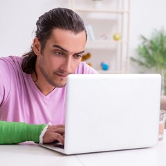 Injured young man at home
