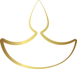 Gold Gradient Shiny Diwali Diya Lamp Line Art