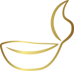 Gold Gradient Shiny Diwali Diya Lamp Line Art