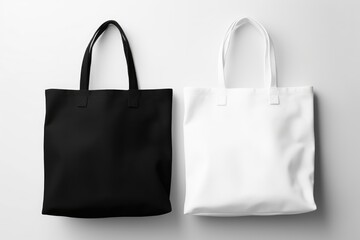 Two tote bags mockup on a white background