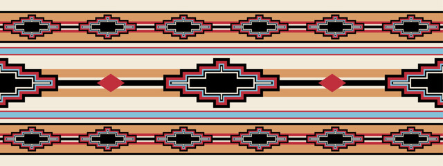 Striped Southwestern seamless repeat pattern design - Vector Illustration