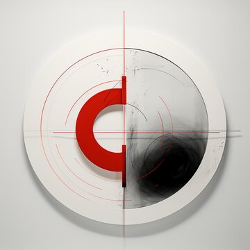 Abstract art of a red circle on graz background Ai generated Pictures art