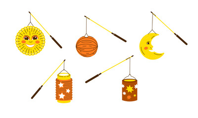 Set of Lanterns for saint martin day or laternenumzug,traditional in Germany