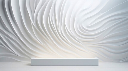 Closup of geometric round waves, and curves, white 3d character wall pattern, modern smooth design, background texture