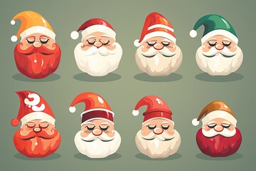 Diverse Santa Claus Icon Set – Your Festive Holiday Design Essentials