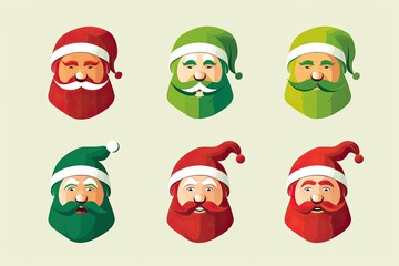 Diverse Santa Claus Icon Set – Your Festive Holiday Design Essentials