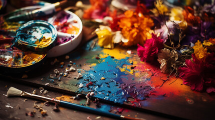 Obraz na płótnie Canvas Chaos in Color: A Creative Mess