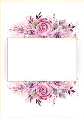 Pink white and purple violet modern background invitation template with floral and flower