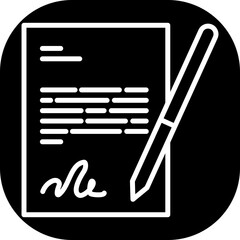 Sign contract marketing icon with black filled line outline style. business, contract, office, agreement, man, document, people. Vector illustration