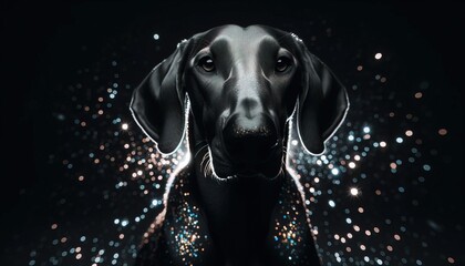 Kosmische Eleganz eines Hundes, Schnauzer in Sternenstaub