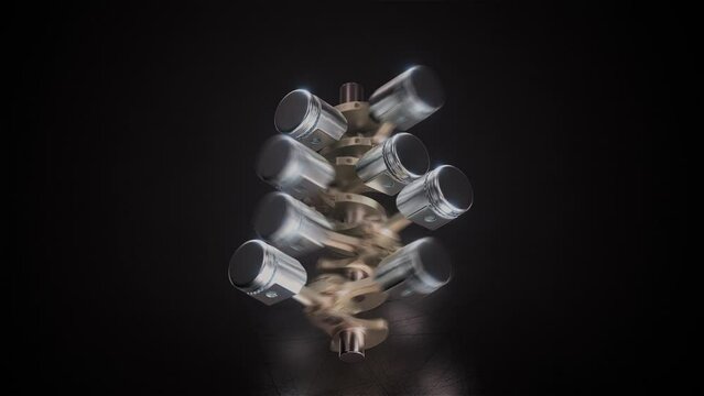 4K Detailed Internal Combustion Engine Mechanics &ndash; Pistons, Rods, Crankshaft in Motion on Loop