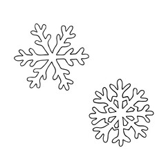 Set of hand drawn snowflakes. Outline drawing. Vector illustration. Design element. For coloring book, cards, printing, packaging, invitations, business card