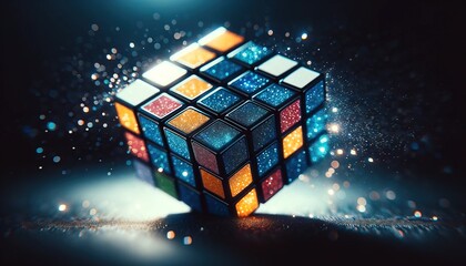 Galaktischer Rubics Cube, Ein Zauberwürfel voller Sterne - obrazy, fototapety, plakaty