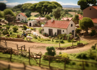 Fototapeta na wymiar Spanish cortijo diorama photography traditional farm