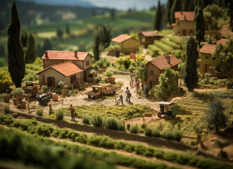 Naklejka premium Italian culture diorama photography traditional farm