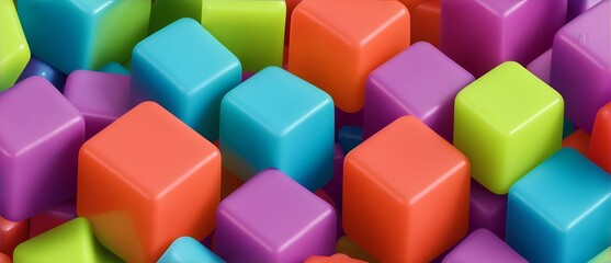 Bunch of colorful plastic cubes detailed texture background from Generative AI
