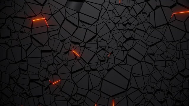 Dynamic 3D Geometric Abstraction with Glowing Neon Cracks and Colorful Lines - Seamless Loop Animation